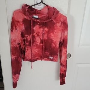 Bombshell Sportswear Red Tie-Dye Cropped Hoodie